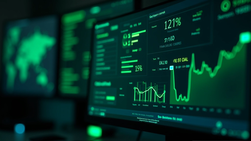 Bilgisayar ekranında siber güvenlik gösterge paneli ve veri analizi grafikleri